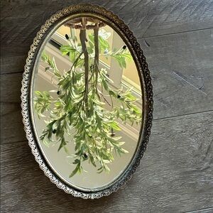 Vintage Oval Shape Mirror Vanity Tray